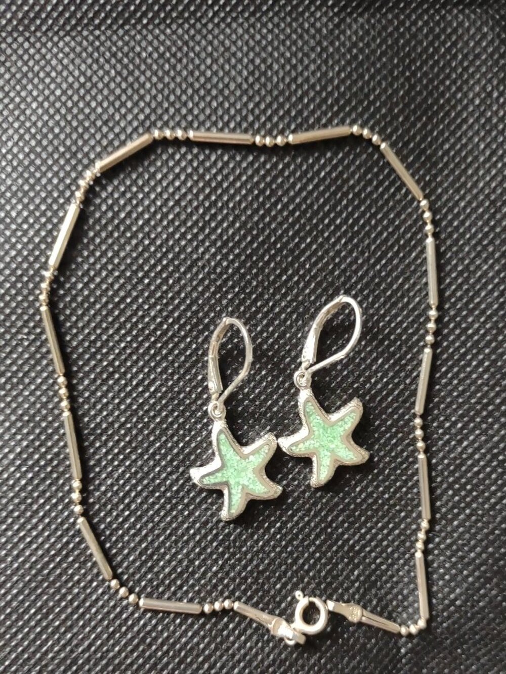 Starfish Earrings + Ankle Bracelet -2 Piece Set- Sterling Silver 925